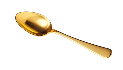 Golden Spoon Isolated on Transparent PNG Background.
