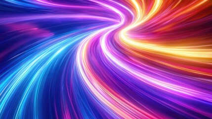 Obraz premium A dynamic composition of colorful neon light trails swirling and intersecting, evoking a sense of energy and movement.