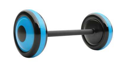 Blue dumbbell isolated on white background 