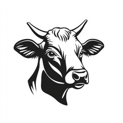 A Black And White Cow Head Illustration