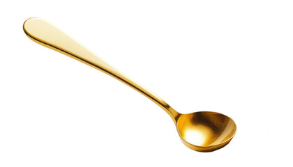Golden Spoon Isolated on Transparent PNG Background.