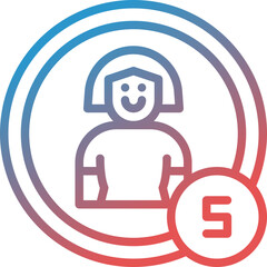 women counting gradient line icon