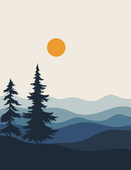 Landscape background. Wall art  design for print, cover, wallpaper, Minimal and natural wall.
