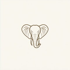 Elegant Line Art Drawing of an Elephant Head