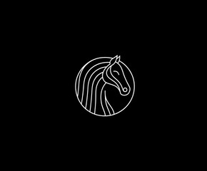 Elegant Line Art Horse Head Design in Circle