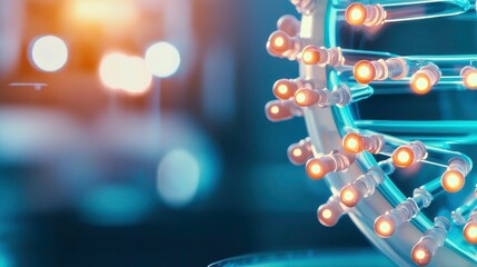 A futuristic depiction of a glowing molecular structure with vibrant nodes, suggesting themes of science, technology, and innovation.