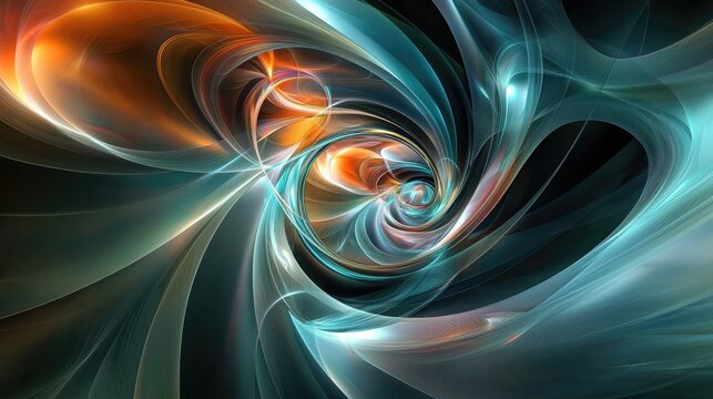 A swirling spiral of light and color that conveys a sense of motion and the dynamic nature of technology.