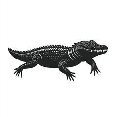 Obraz premium Alligator Silhouette A Detailed Black Illustration