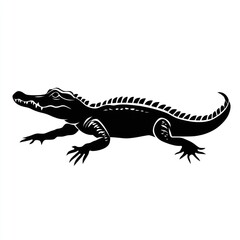 Naklejka premium Black Silhouette Of An Alligator Crawling