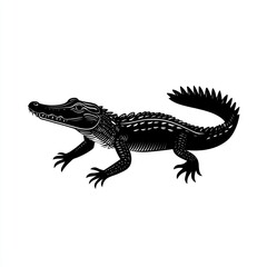 Obraz premium Black and white illustration of a crocodile