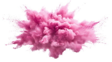 Colorful pink holi paint color powder on transparent background