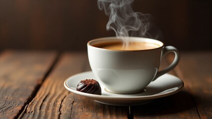 Brewing coffee steam rustic kitchen beverage photography cozy setting close-up perspective aromatic delight