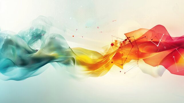 An abstract depiction of fluid shapes and colors merging together, symbolizing the flow of information in technology.