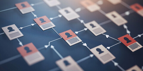 Conceptual visualization of interconnected profiles illustrating networking, relationship building, and collaborative dynamics in modern digital environments