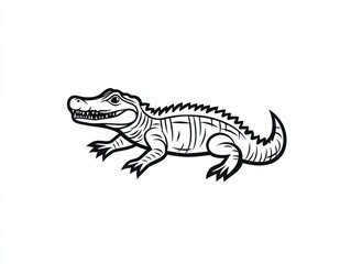 Obraz premium A stylized black and white alligator illustration