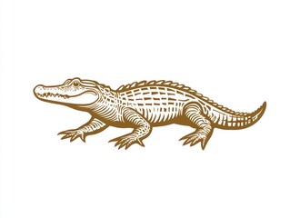 Naklejka premium Alligator illustration detailed line art design