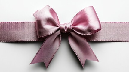 Elegant Pink Satin Bow on White Background: A Gift Wrapping Delight