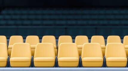 Obraz premium Empty Yellow Stadium Seats in a Sports Venue Setting