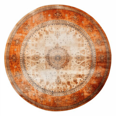Fototapeta premium Round Oriental Rug Beige and Brown Vintage Pattern Home Decor
