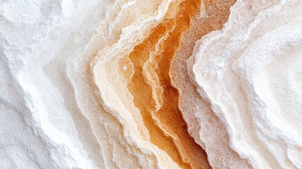 Obraz premium Layered agate stone texture with white and orange mineral veins displays natural geological patterns in bright light.