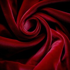 Obraz premium Luxurious Red Velvet Fabric Texture Swirling Drape Rich Maroon Deep Burgundy Elegant B