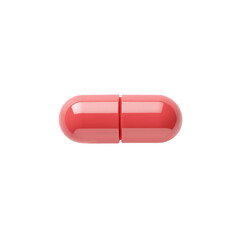 Glossy Red Medicine Capsule on Transparent Background