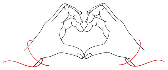Line art of a couple pairs hands