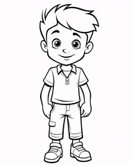 Obraz premium A cartoon character of a 7-year-old boy, perfect for a cute coloring page design.