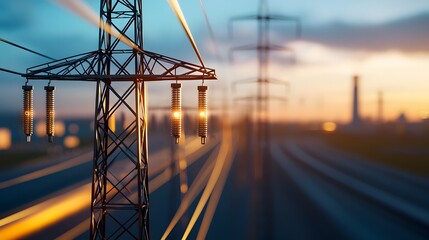 Vibrant 3D showcasing a smart energy grid visualization with dynamic AI controlled links and connections representing the future of sustainable and efficient power distribution and transmission