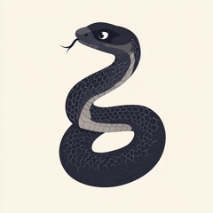 Fototapeta premium A Dark Coiled Snake Illustration With Scales