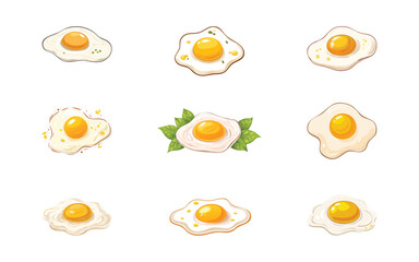 fried egg hand drawn with nine style