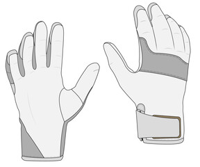 Snowboard Glove flat sketch vector illustration technical cad drawing sport accessory template	