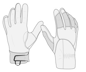 Hiking Glove flat sketch vector illustration technical cad drawing sport accessory template	
