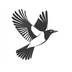 Obraz premium A stylized magpie bird in flight graceful wings