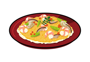 皿に盛ったちらし寿司のイラスト