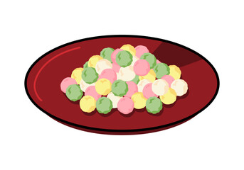 皿に盛ったひなあられのイラスト