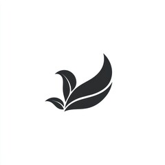 Abstract Black Leaf Design Elegant Nature Logo