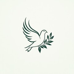 Elegant Dove Design With Olive Branch Symbol