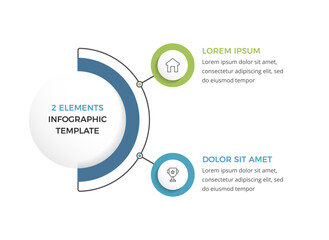 Infographic template with two connected circular elements, two options infographics, vector eps10 illustration