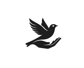Obraz premium A black silhouette of a bird landing on a hand