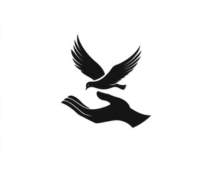 Fototapeta premium A Dove Landing Gently In A Helping Hand