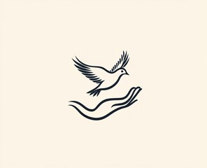 A stylized bird taking flight from open hands