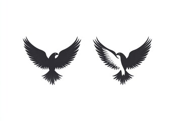 Obraz premium Two stylized birds in flight showing contrasting styles
