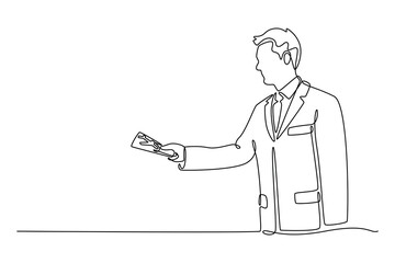 Ticket concept. Single line draw design vector graphic illustration.