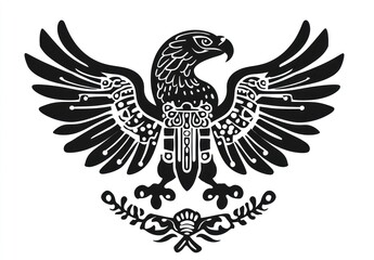 Ornate Aztec Eagle Design with Detailed Wings