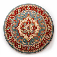 Obraz premium Round Tabletop with Intricate Floral Mandala Design Red and Teal