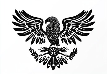 Obraz premium Stylized Eagle Design With Spread Wings And Serpent