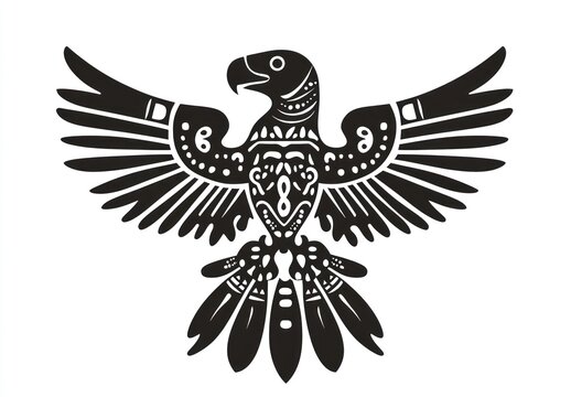 Ornate stylized eagle with spread wings design
