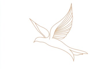 Obraz premium Elegant Line Art Dove In Flight Soaring Gracefully