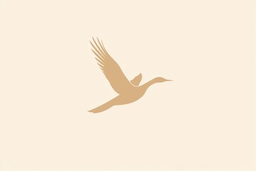 Elegant Beige Bird Soaring Gracefully Through Air